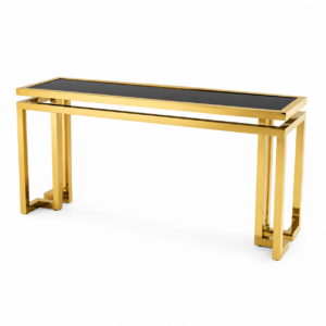 Palmor Gold Black Glass Console Table