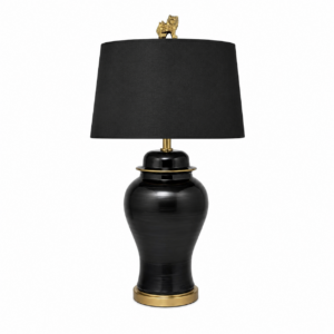 Imperial Black Ceramic Brass Lamp with Black Shade