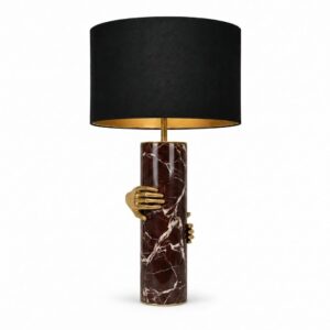 Vengeance Rosso Levanto Brass Table Lamp with Black Shade