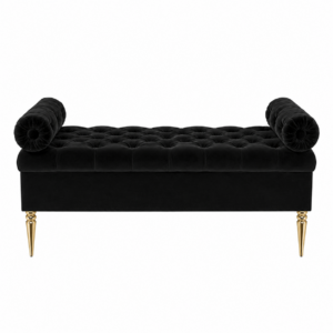 Galliano Black Velvet Brass Bench