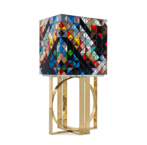 Pixel Brass Mutlicolour Bar Cabinet