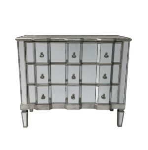 Mirrored chest of drawers with six drawers.