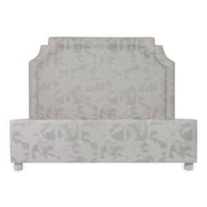 Elegant patterned headboard in grey tones