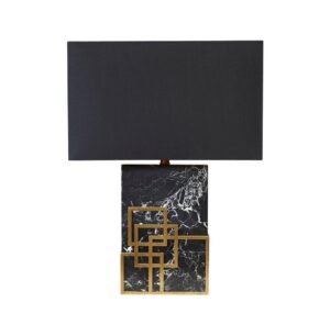 Hearst Black Marble Brass Lamp with Black Shade