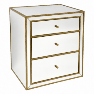 Brentwood Antique Mirror Brass Bedside Table