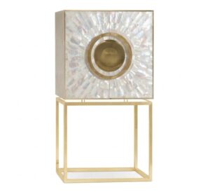Oyster Mother of Pearl Brass Bar Cabinet