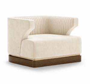 Bodoni Cream Linen Walnut Armchair