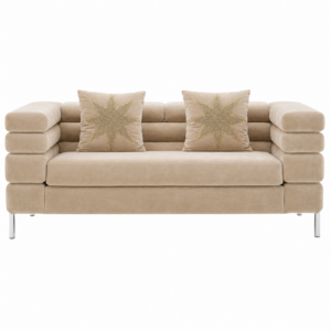 Savona Beige Velvet Chrome Sofa 188cm