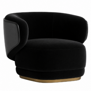 Gala Black Velvet Leather Swivel Chair