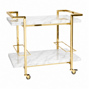 Franklin Carrara Marble Gold Bar Cart
