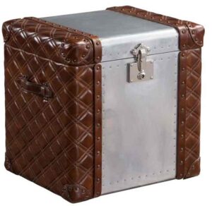 Aztec Aluminium Brown Leather Trunk