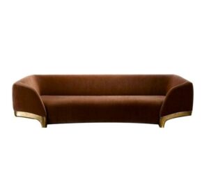 Lagerfeld Rust Velvet Brass Sofa