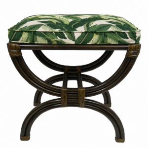 Baxter Palm Linen Brown Rattan Stool
