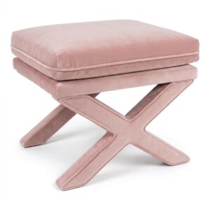 Halston Blush Velvet Ottoman Stool