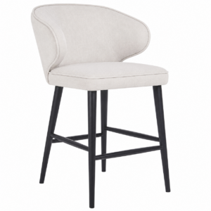 Cardinal Off White Linen Black Counter Stool