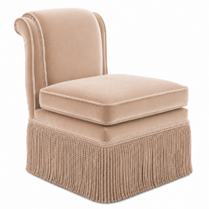 Boudoir Beige Velvet Fringe Chair