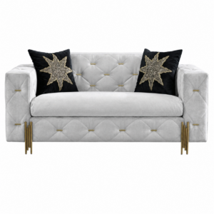 Giorgio Light Grey Velvet Brass Sofa