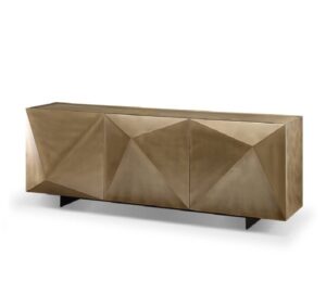Geometric gold sideboard with angular design