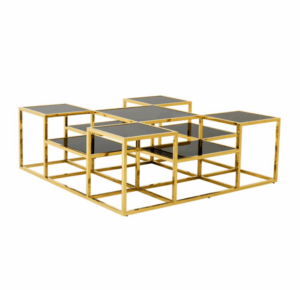 Smythe Gold Black Glass Coffee Table 120cm