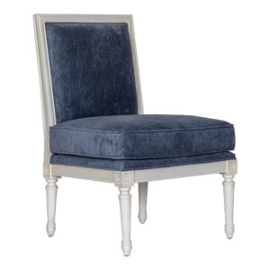 Elegant dark blue velvet accent chair