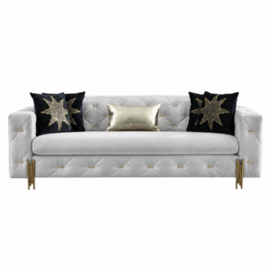 Giorgio Light Grey Velvet Brass Sofa