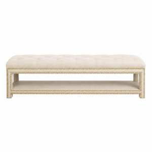 Serena Cream Linen Brass Bench