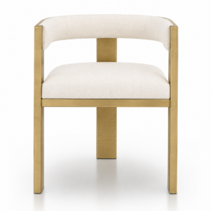 Streamline White Linen Brass Dining Chair