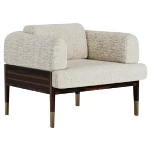 Modern beige armchair with wooden frame