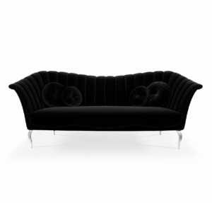 Sevilliana Black Velvet Chrome Sofa