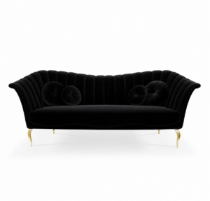 Sevilliana Black Velvet Gold Sofa