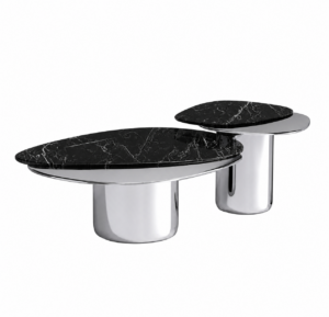 Fluid Nero Marble Chrome Coffee Table Set