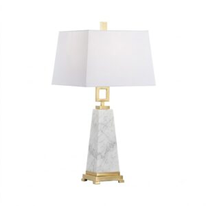 Residenza Carrara Marble Gold Lamp with White Shade