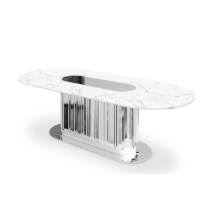 Empire Carrara Marble Nickel Dining Table