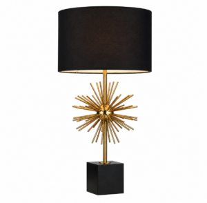 Rocket Brass Marble Table Lamp with Black Shade 75cm