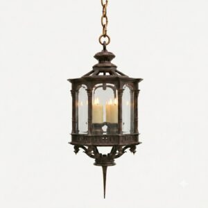 Gothic Italian Bronze Lantern Chandelier