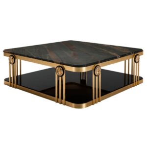 Medusa Emperador Marble Brass Coffee Table