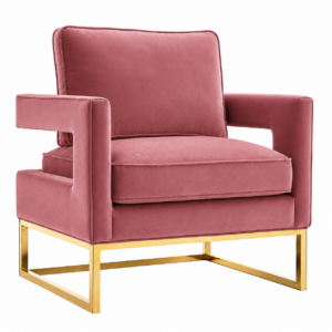 Altro Dark Blush Velvet Brass Armchair
