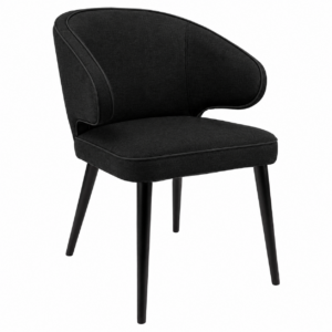 Cardinal Black Linen Dining Chair