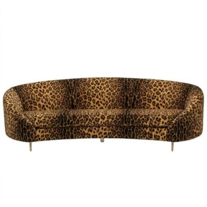 Halston Leopard Velvet Gold Sofa 264cm