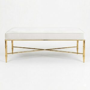 Hacienda White Velvet Brass Bench