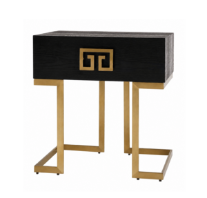 Nobu Black Ash Brass Bedside Table