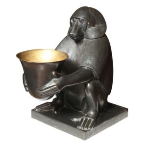 Art Deco Bronze Baboon Sculpture with Light