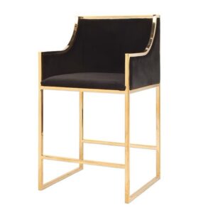 Savoy Black Velvet Gold Counter Stool
