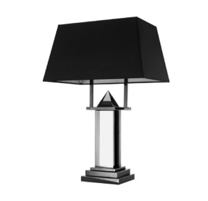 Nubian Smoked Crystal Nickel Lamp with Black Shade