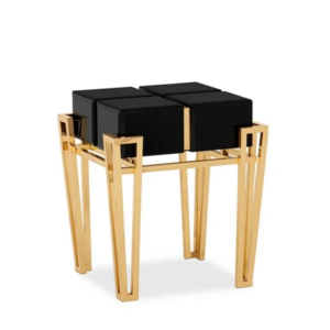 Covet Black Mirror Brass Sidetable