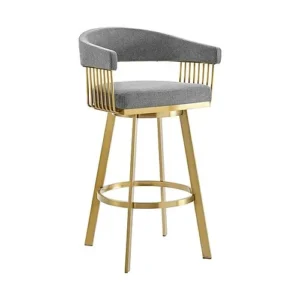 Mandy Grey Linen Gold Counter Stool