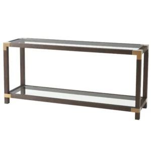 Royalton Brown Oak Brass Console Table