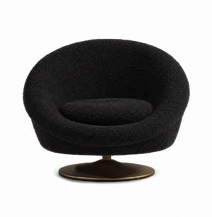 Olyphant Black Boucle Bronze Swivel Chair