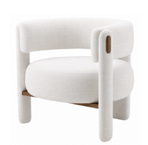 Interlude White Linen Oak Accent Chair