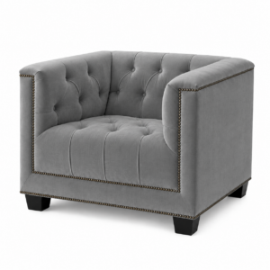 Essex Grey Velvet Brass Armchair
